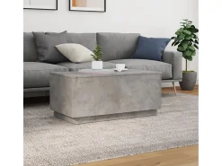 Mesa de centro | Mesa de apoio com luzes LED 90x50x40 cm cimento^ Mesa De Centro