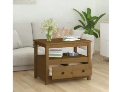 Mesa De Centro| Mesa de centro | Mesa de apoio 71x49x55 cm pinho maciço mel Castanho