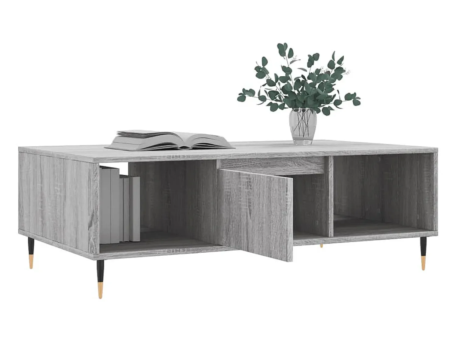 Mesa De Centro* Mesa de centro | Mesa de apoio 104x60x35 cm derivados madeira sonoma Cinzento