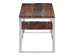 Mesa de centro | Mesa de apoio | Mesa de café aço inoxidável/madeira ferroviária maciça^ Mesa De Centro