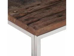 Mesa de centro | Mesa de apoio | Mesa de café aço inoxidável/madeira ferroviária maciça^ Mesa De Centro