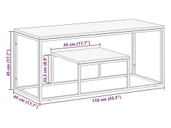 Mesa de centro | Mesa de apoio | Mesa de café aço inoxidável/madeira ferroviária maciça^ Mesa De Centro