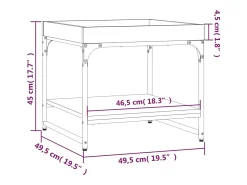 Mesa de centro | Mesa de apoio 49.5x49.5x45cm derivados de madeira cinza sonoma^ Mesa De Centro