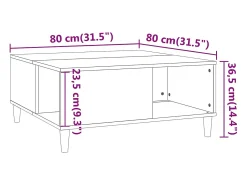 Hot Mesa de centro | Mesa de apoio 80x80x36.5 cm derivados madeira sonoma Cinzento