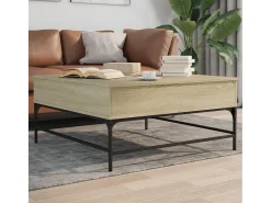 Mesa De Centro| Mesa de centro | Mesa de apoio 95x95x45 cm deriv. madeira/metal carvalho sonoma Bege
