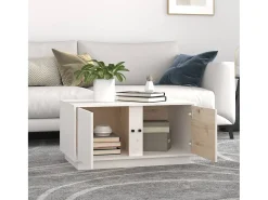 Mesa De Centro* Mesa de centro | Mesa de apoio 80x50x40 cm madeira de pinho maciça Branco