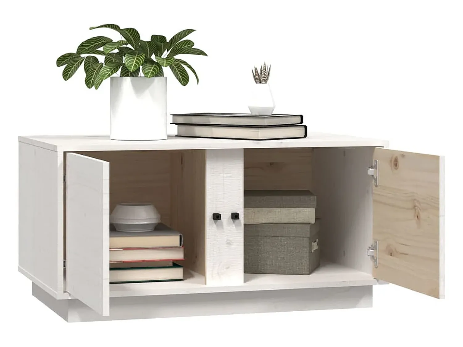 Mesa De Centro* Mesa de centro | Mesa de apoio 80x50x40 cm madeira de pinho maciça Branco