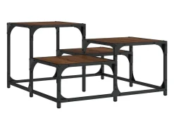 Mesa De Centro* Mesa de centro | Mesa de apoio 68x68x40 cm derivados madeira carvalho Castanho