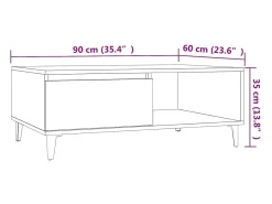 Mesa De Centro* Mesa de centro | Mesa de apoio 90x60x35 cm derivados de madeira carvalho sonoma Castanho