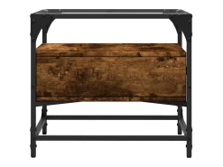 Mesa De Centro* Mesa de centro | Mesa de apoio c/ topo de vidro 50x50x45 cm carvalho fumado aço Castanho