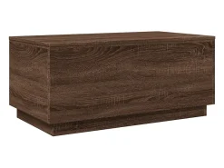 Mesa De Centro* Mesa de centro | Mesa de apoio com luzes LED 90x50x40 cm carvalho Castanho