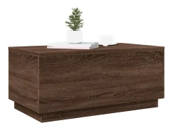 Mesa De Centro* Mesa de centro | Mesa de apoio com luzes LED 90x50x40 cm carvalho Castanho