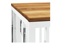 Mesa de centro | Mesa de apoio | Mesa de café aço inoxidável/madeira de acácia maciça^ Mesa De Centro