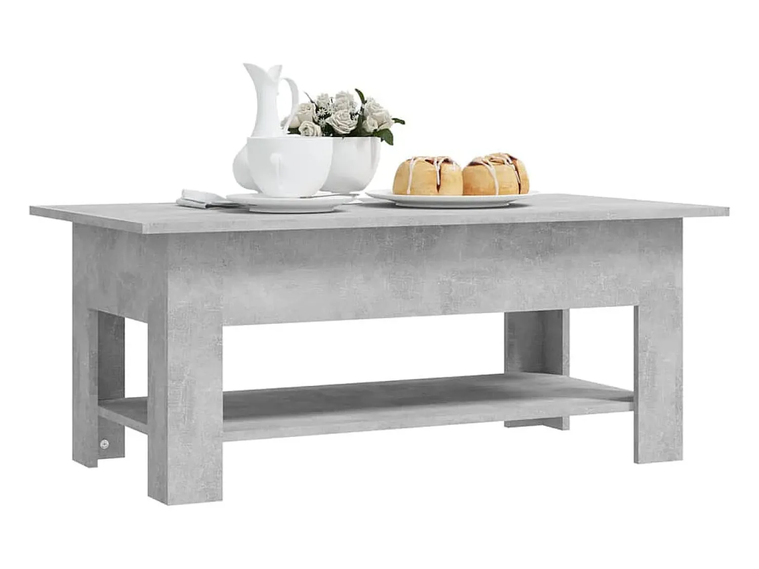 Mesa De Centro| Mesa de centro | Mesa de apoio 102x55x42 cm madeira processada cinza cimento Cinzento