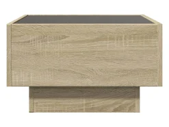 Mesa De Centro| Mesa de centro | Mesa de apoio c/ LEDs 50x50x30 cm derivados de madeira Castanho