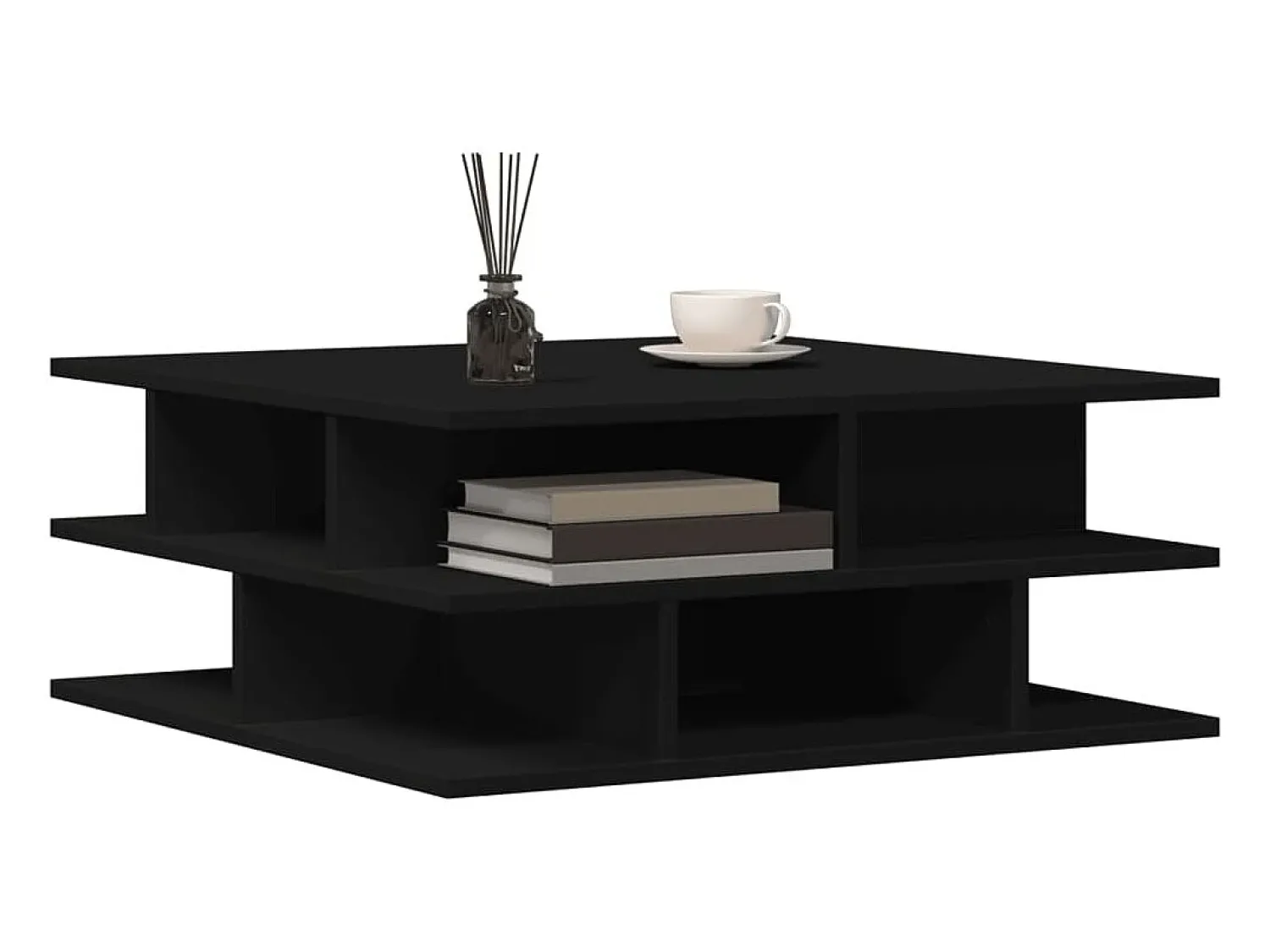 Mesa De Centro| Mesa de centro | Mesa de apoio 70x70x29 cm madeira processada Preto