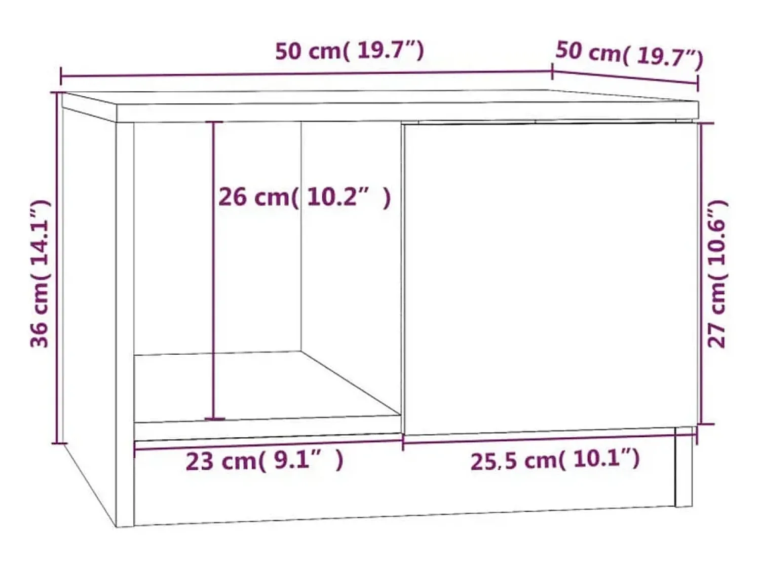 Mesa de centro | Mesa de apoio 50x50x36 madeira processada carvalho sonoma Castanho