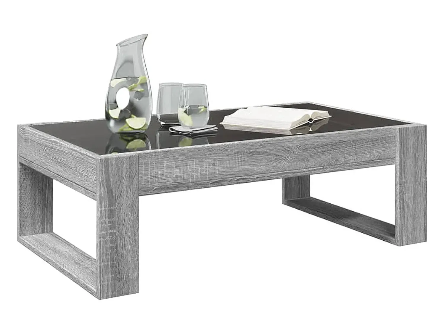 Discount Mesa de centro | Mesa de apoio luzes LED Infinity 90x53x30 cm sonoma Cinzento