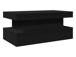 Mesa De Centro| Mesa de centro | Mesa de apoio com luzes LED 90x50x40 cm Preto