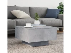 Mesa de centro | Mesa de apoio com luzes LED 55x55x31 cm cimento^ Mesa De Centro