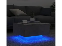 Mesa de centro | Mesa de apoio com luzes LED 55x55x31 cm cimento^ Mesa De Centro