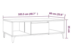 Mesa De Centro| Mesa de centro | Mesa de apoio derivados de madeira carvalho fumado Castanho