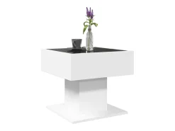 Mesa De Centro* Mesa de centro | Mesa de apoio c/ LEDs 50x50x45cm derivados de madeira Branco