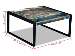 Mesa de centro | Mesa de apoio 80x80x40 cm madeira reciclada maciça^ Mesa De Centro