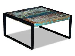 Mesa de centro | Mesa de apoio 80x80x40 cm madeira reciclada maciça^ Mesa De Centro