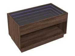 Mesa De Centro| Mesa de centro | Mesa de apoio luzes LED Infinity 90x50x50 cm carvalho Castanho