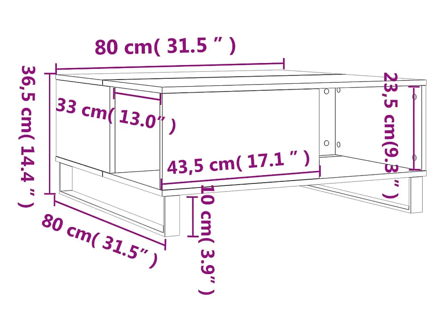Mesa De Centro* Mesa de centro | Mesa de apoio 80x80x36.5 cm derivados madeira cimento Cinzento