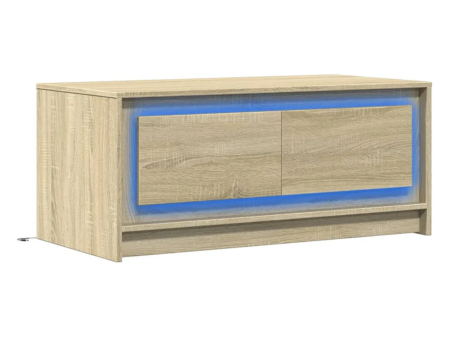 Outlet Mesa de centro | Mesa de apoio c/ luzes LED derivados madeira carvalho sonoma Castanho