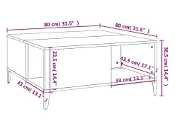 Mesa De Centro* Mesa de centro | Mesa de apoio 80x80x36.5 cm derivados madeira cimento Cinzento