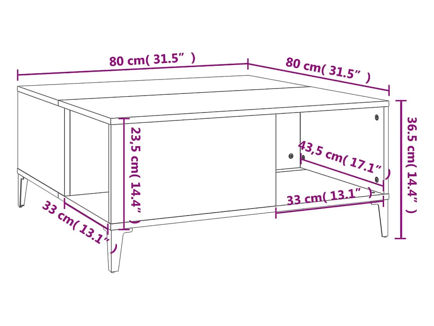 Mesa De Centro* Mesa de centro | Mesa de apoio 80x80x36.5 cm derivados madeira cimento Cinzento