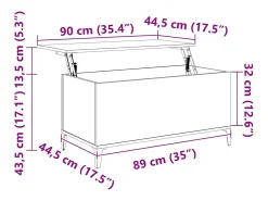 New Mesa de centro | Mesa de apoio 90x44.5x45 cm derivados madeira carvalho sonoma Castanho