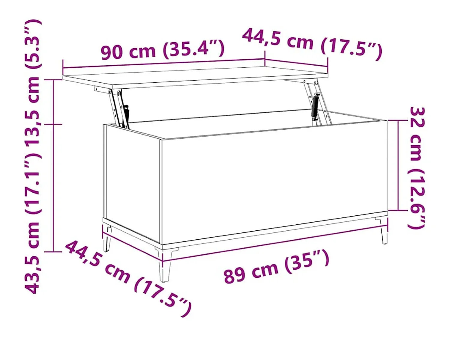 New Mesa de centro | Mesa de apoio 90x44.5x45 cm derivados madeira carvalho sonoma Castanho