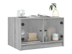 Online Mesa de centro | Mesa de apoio c/ portas de vidro 68x50x42 cm cinza sonoma Cinzento