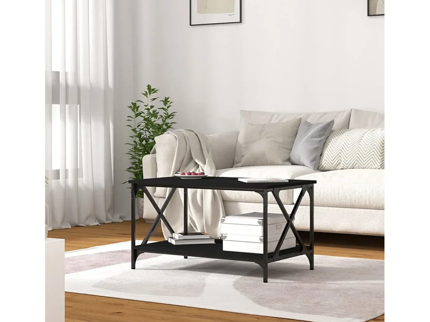Mesa de centro | Mesa de apoio 80x50x45 cm derivados de madeira/ferro^ Mesa De Centro