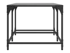 Mesa De Centro* Mesa de centro | Mesa de apoio com topo em vidro 98.5x50x40 cm aço Preto