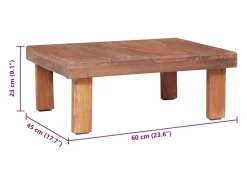 Mesa De Centro* Mesa de centro | Mesa de apoio | Mesa de café 60x45x23 cm madeira de mogno maciça Castanho
