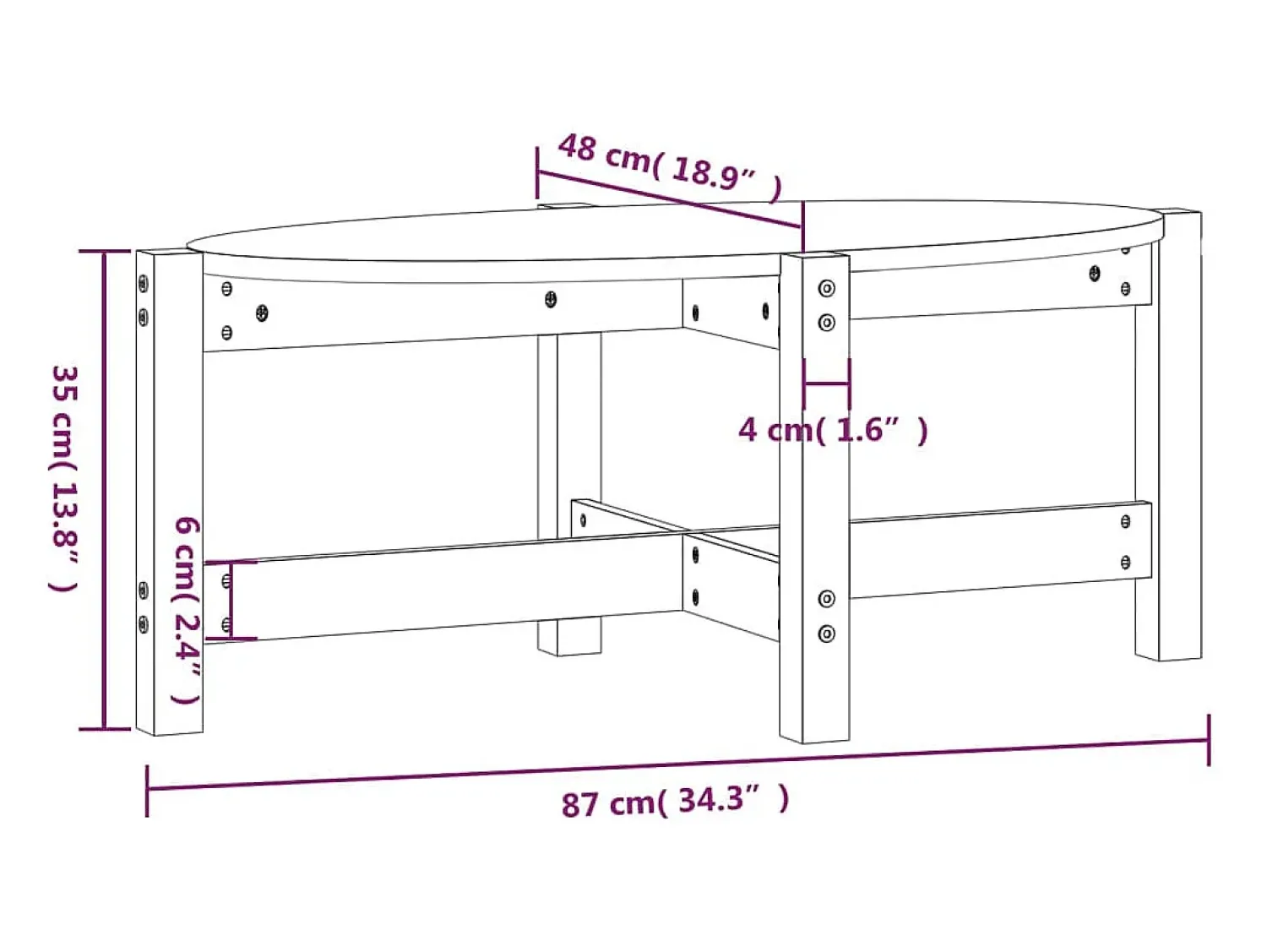 Mesa de centro | Mesa de apoio 87x48x35 cm madeira de pinho maciça^ Mesa De Centro