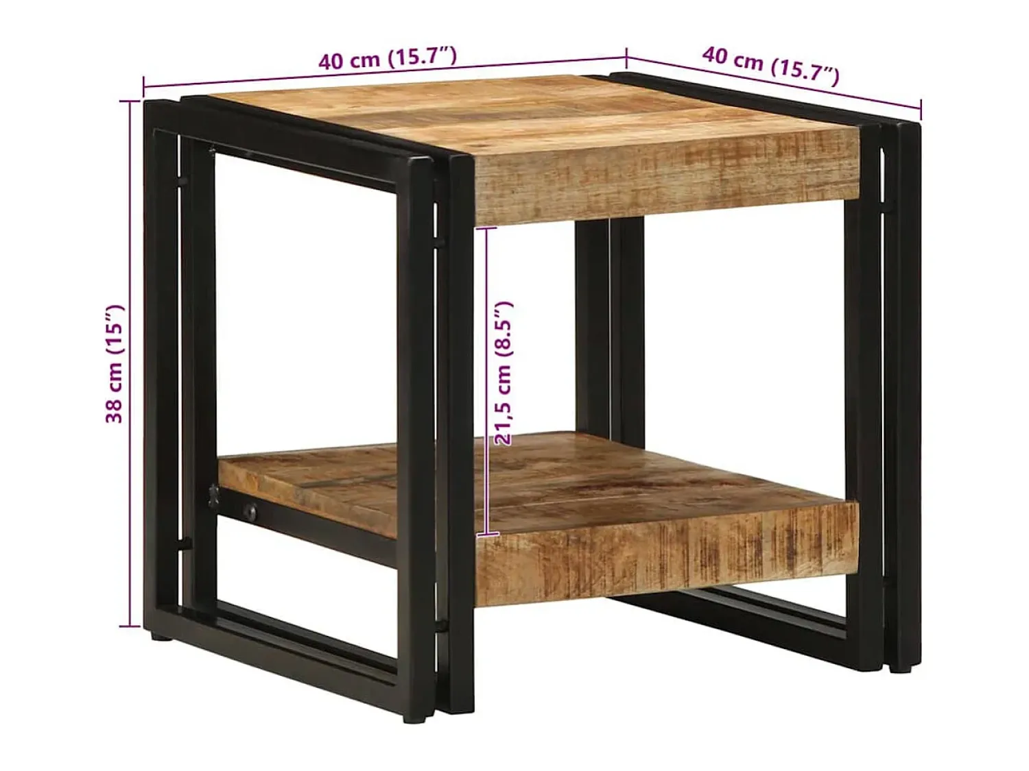 Mesa De Centro* Mesa de centro | Mesa de apoio | Mesa de café 40x40x38 cm Madeira de mangueira maciça Castanho