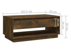 Mesa De Centro| Mesa de centro | Mesa de apoio 102.5x55x44 cm derivados madeira carvalho fumado Castanho