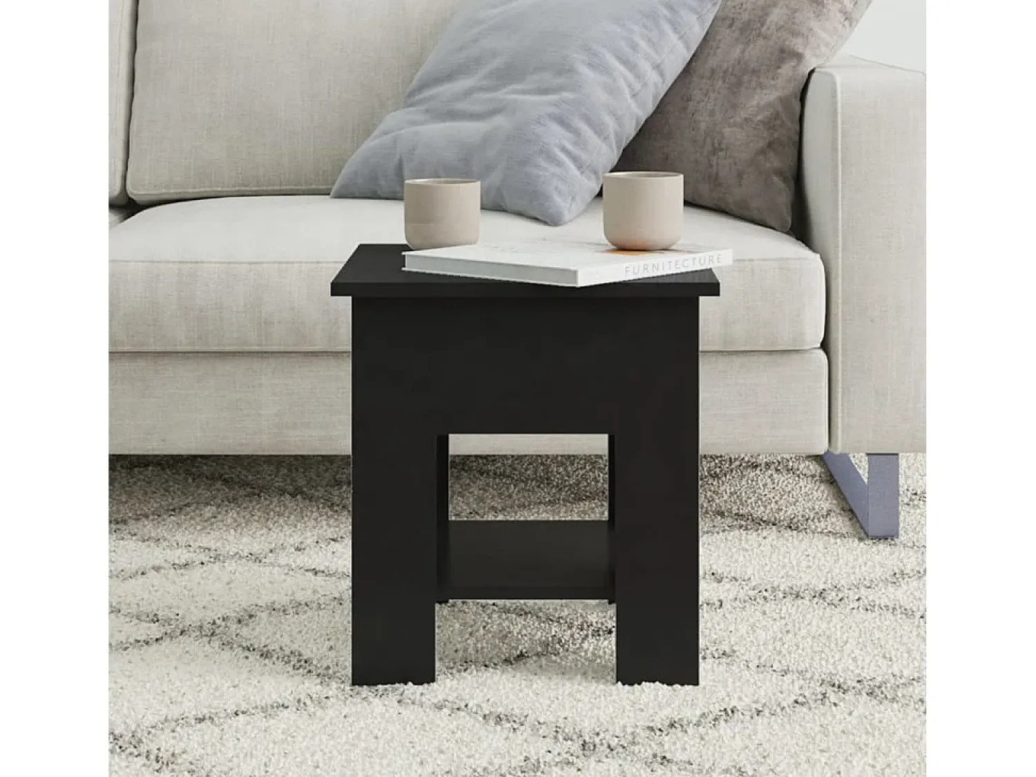 Mesa De Centro| Mesa de centro | Mesa de apoio 40x40x42 cm derivados de madeira Preto
