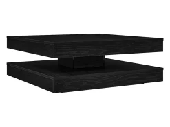 Mesa De Centro| Mesa de centro | Mesa de apoio giratória 360 graus carvalho 90x90x34.5 cm Preto