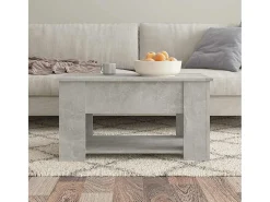 Mesa de centro | Mesa de apoio 79x49x41 cm madeira processada cinza cimento^ Mesa De Centro