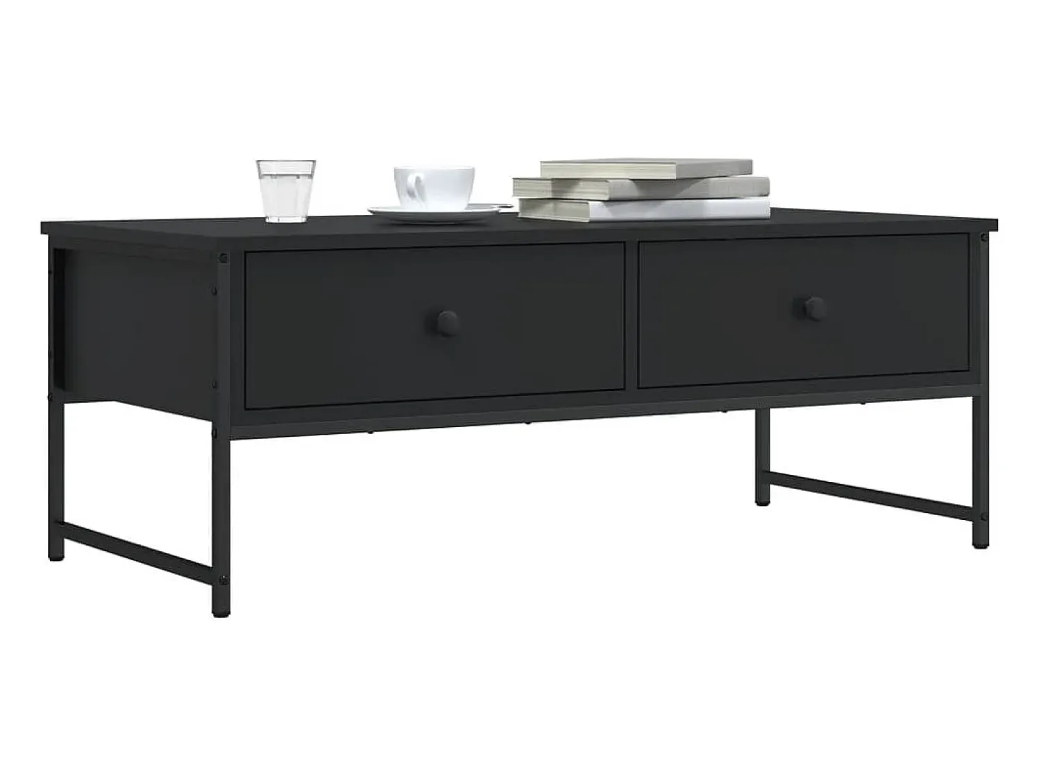 Mesa De Centro* Mesa de centro | Mesa de apoio 101x49x39.5 cm derivados de madeira Preto