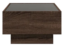 Mesa De Centro| Mesa de centro | Mesa de apoio c/ LEDs 70x50x30 cm derivados de madeira Castanho