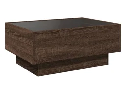 Mesa De Centro| Mesa de centro | Mesa de apoio c/ LEDs 70x50x30 cm derivados de madeira Castanho
