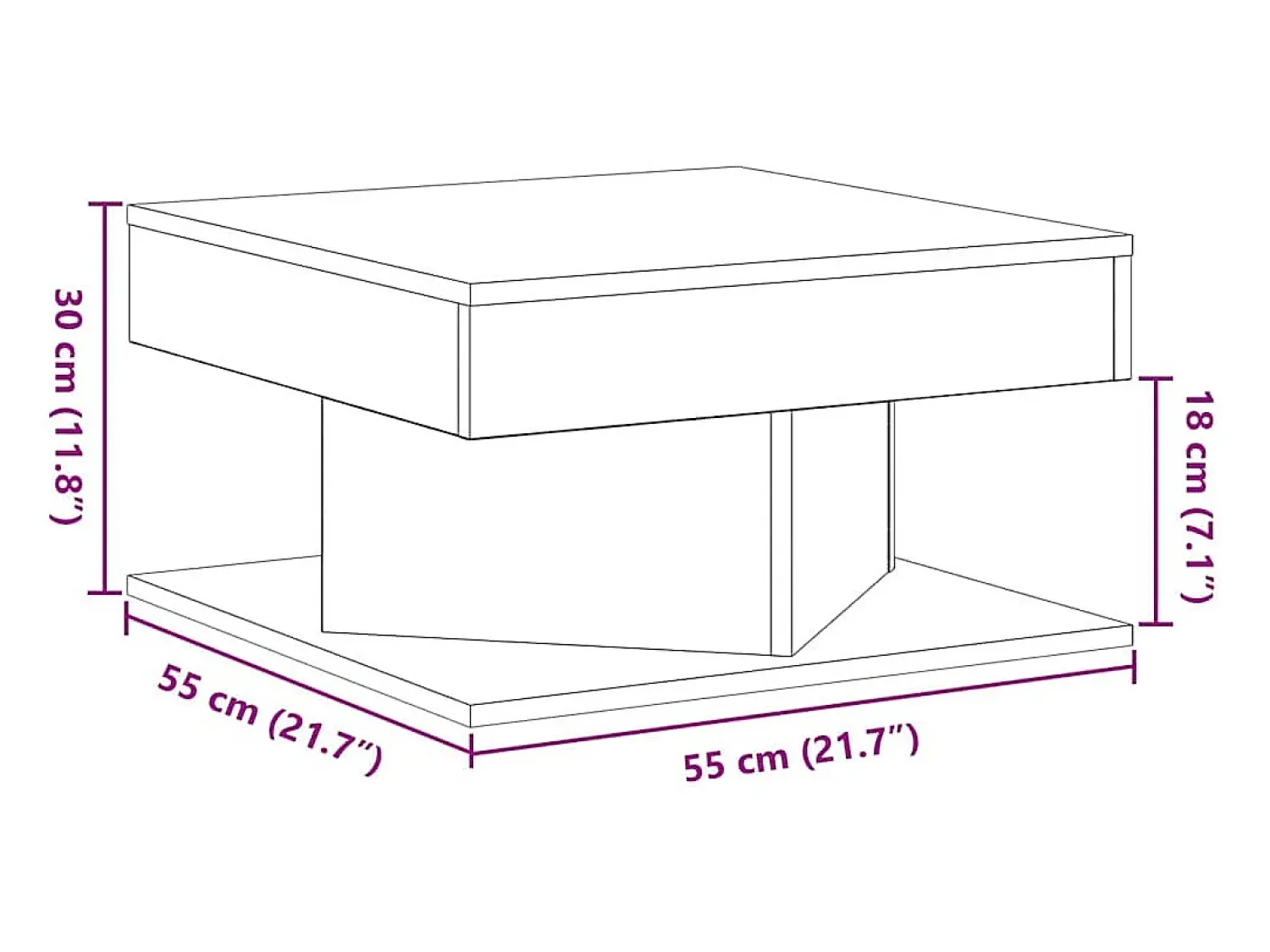 Mesa De Centro| Mesa de centro | Mesa de apoio Carvalho 57x57x30 cm Preto